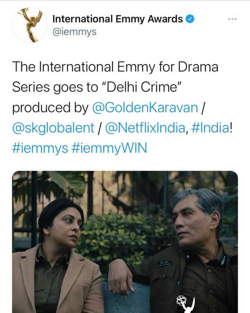 Delhi Crime wins the Best Series at International Emmy Awards 2020