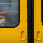 Ukrainian boy inside the train